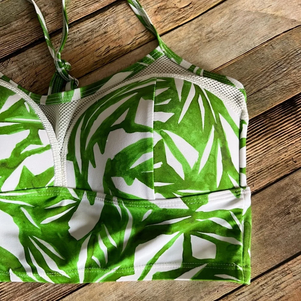 Athleta Leaf Rainforest Bralette Bikini Top with Mesh Details - Picture 10 of 10